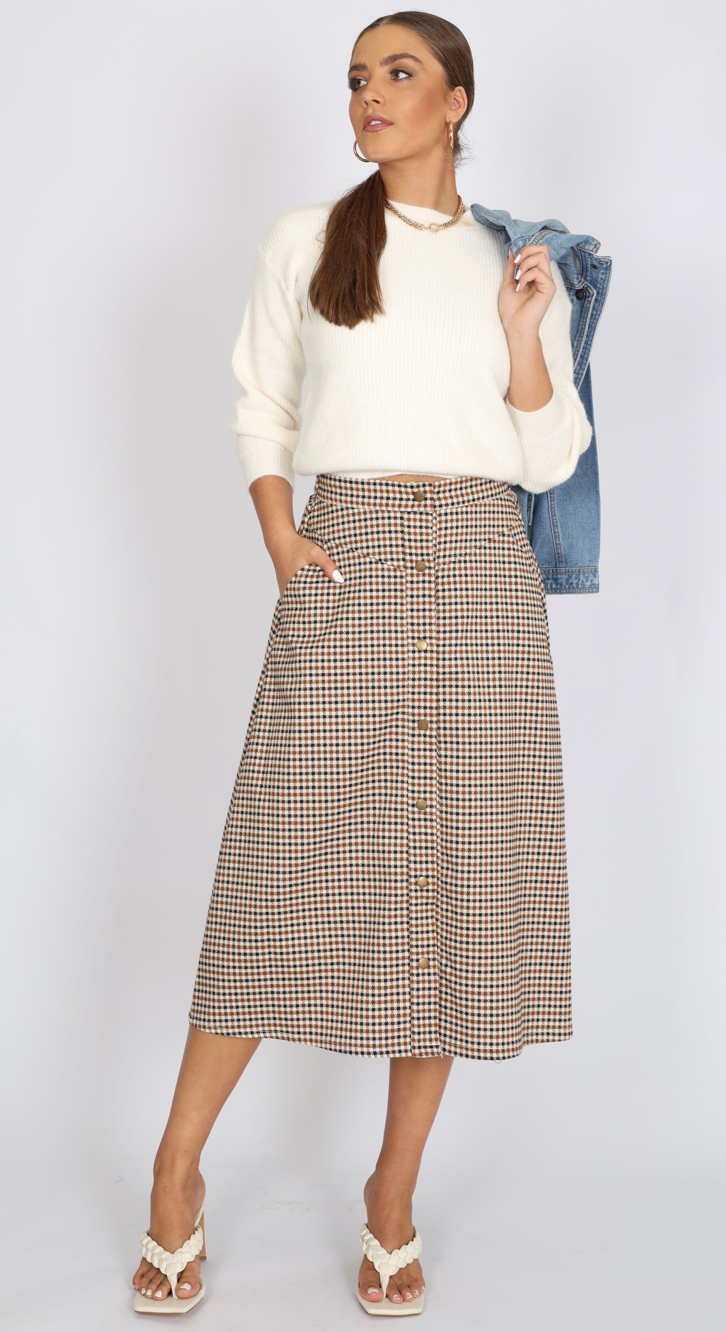 Refuge Plaid Button up Skirt