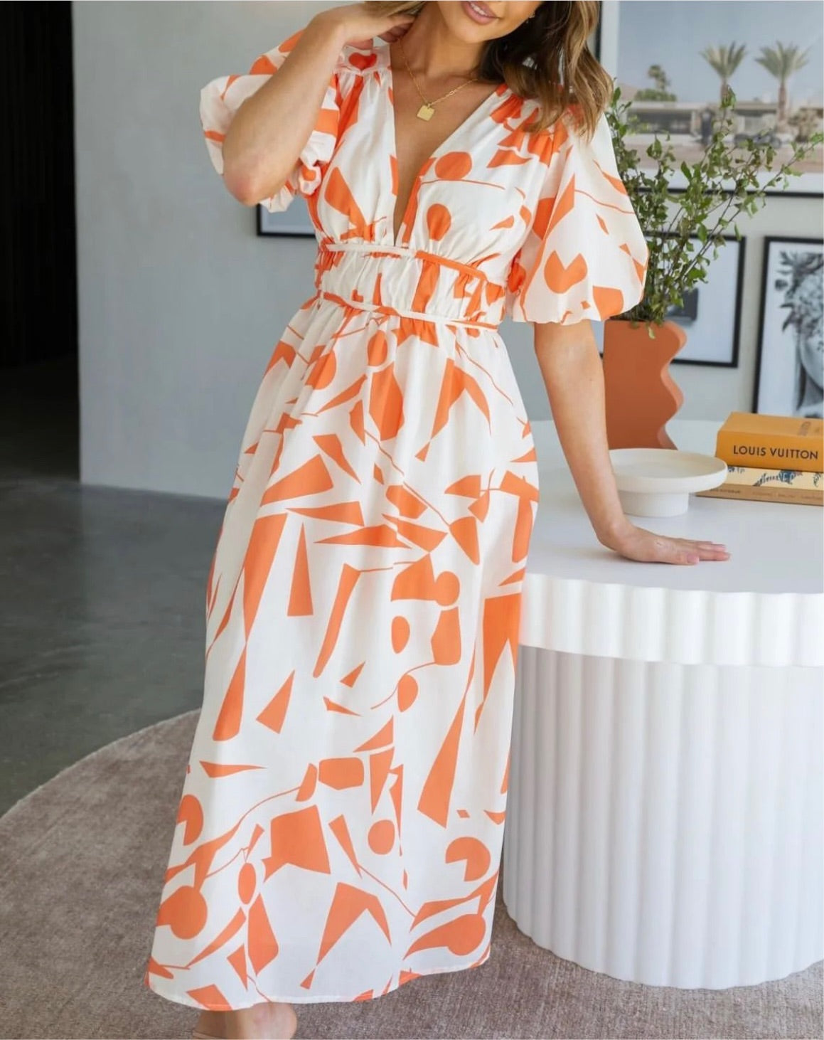 Passion Fusion Geo Dress - Orange