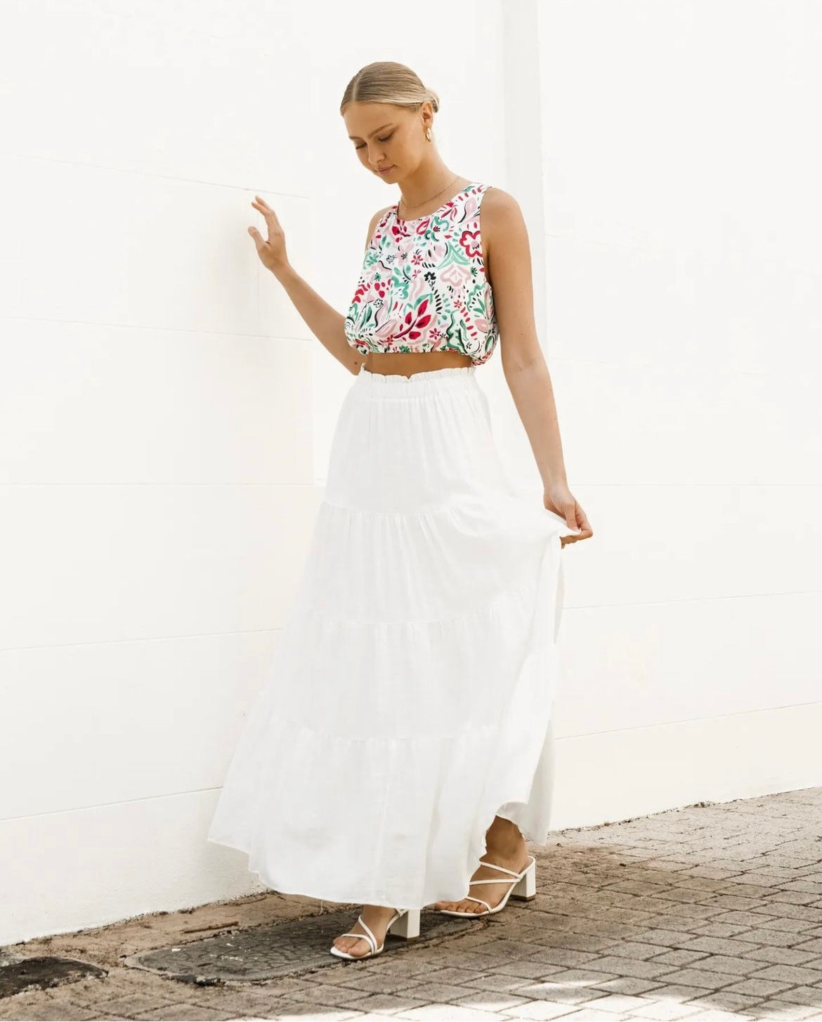 Paper Heart Zinna Print Top