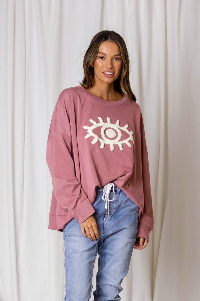 Mila Third Eye Relaxed Sweater - Rose