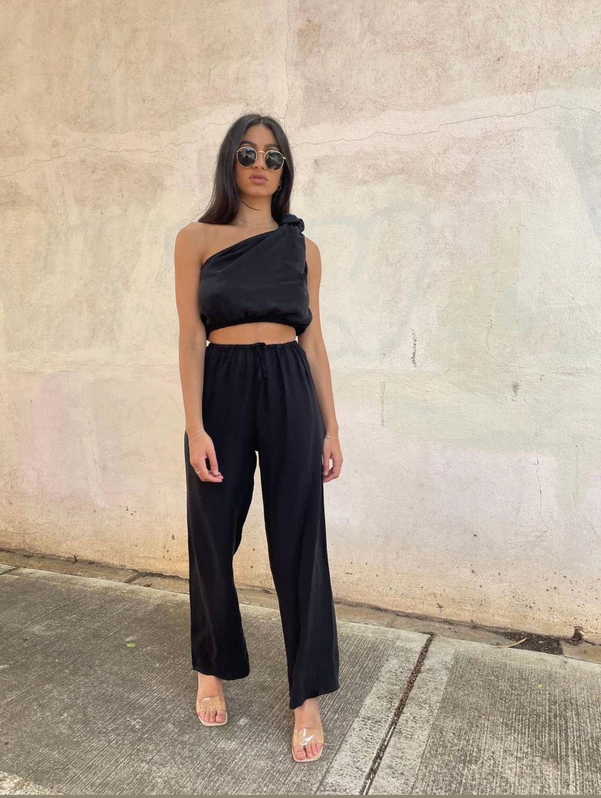 White Closet Cupro Pants - Black