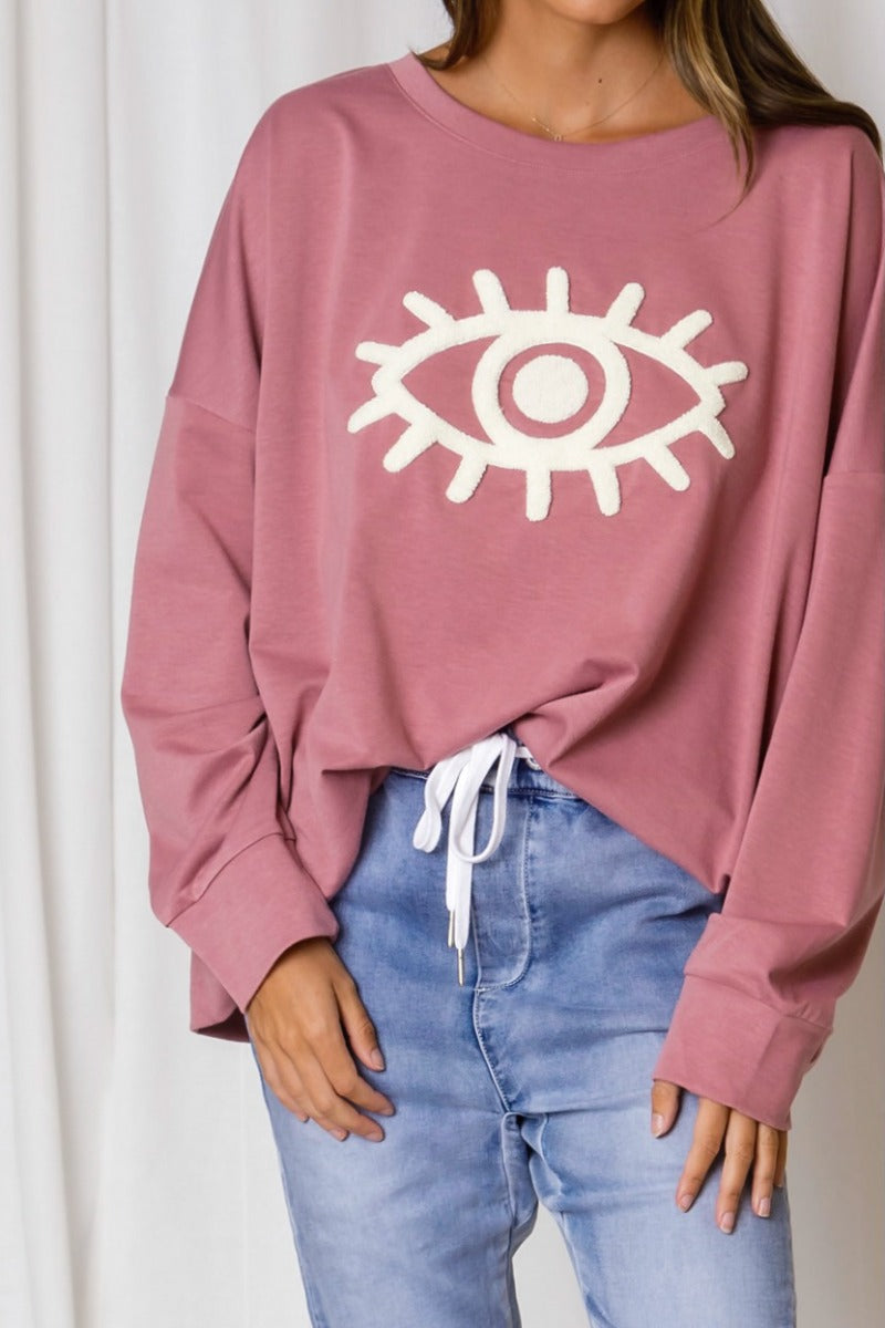 Mila Third Eye Relaxed Sweater - Rose