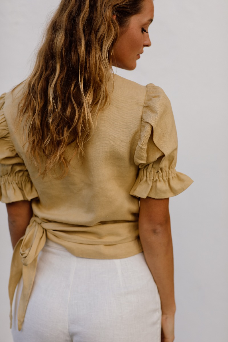 Capri Linen Top - Desert Beige