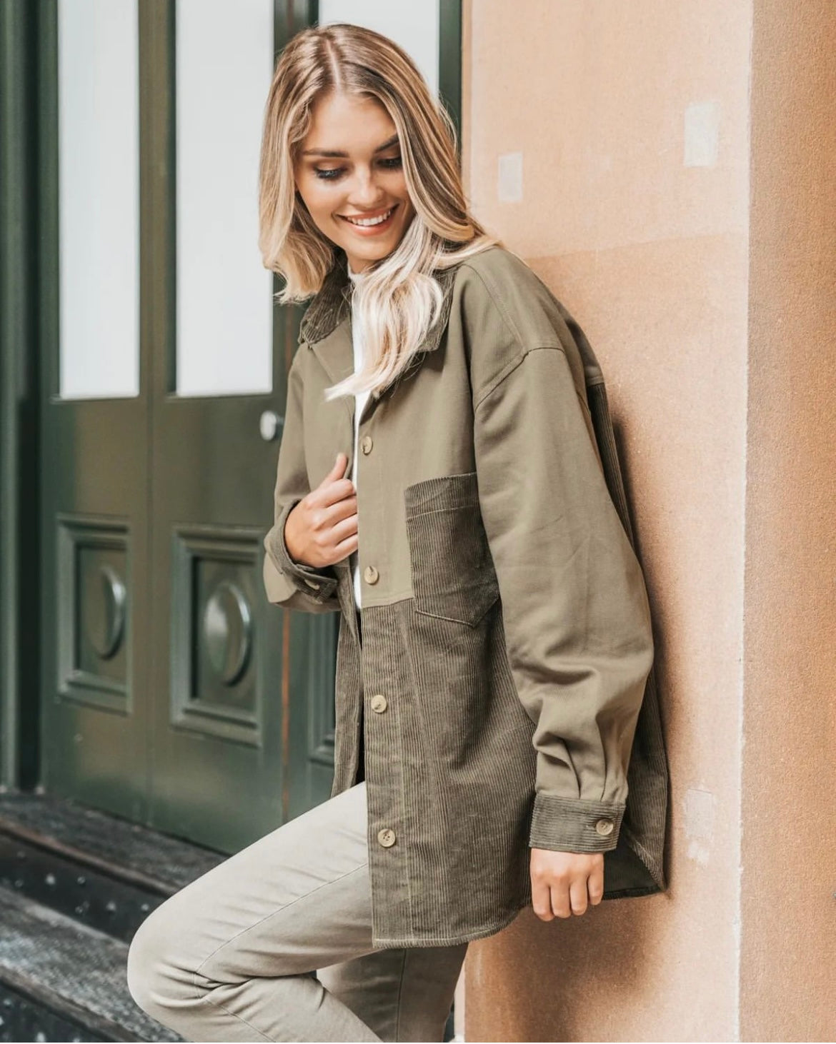 Ebby and I Utility Cord Jacket - Kahki