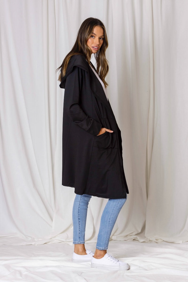 Hudson Hooded Cardi - Black