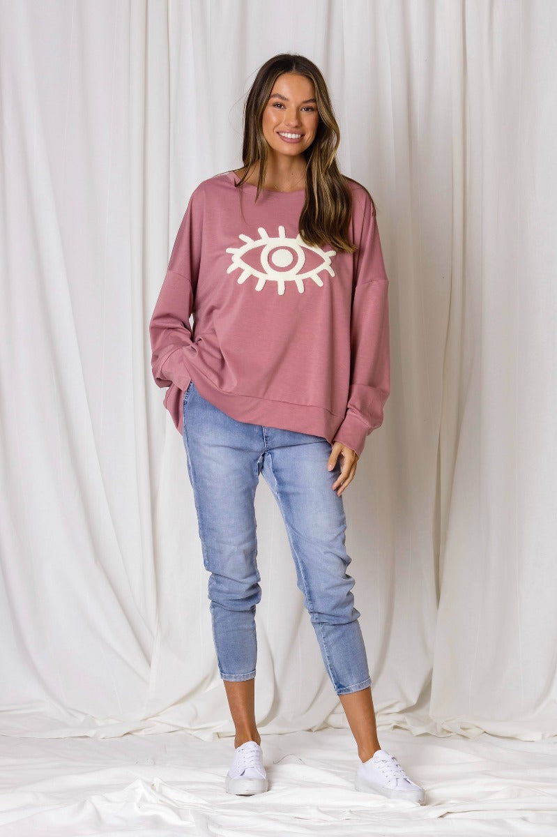Mila Third Eye Relaxed Sweater - Rose
