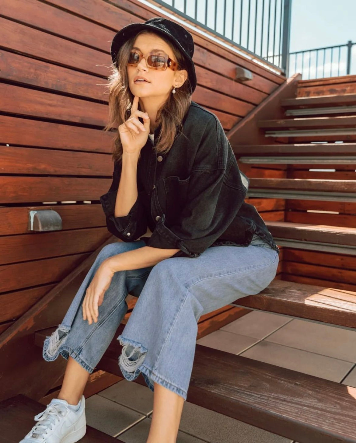 Oversized Denim Jacket - Black