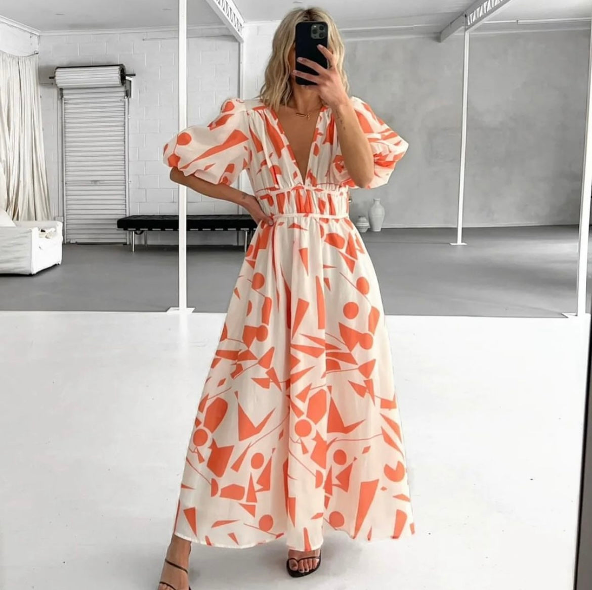 Passion Fusion Geo Dress - Orange