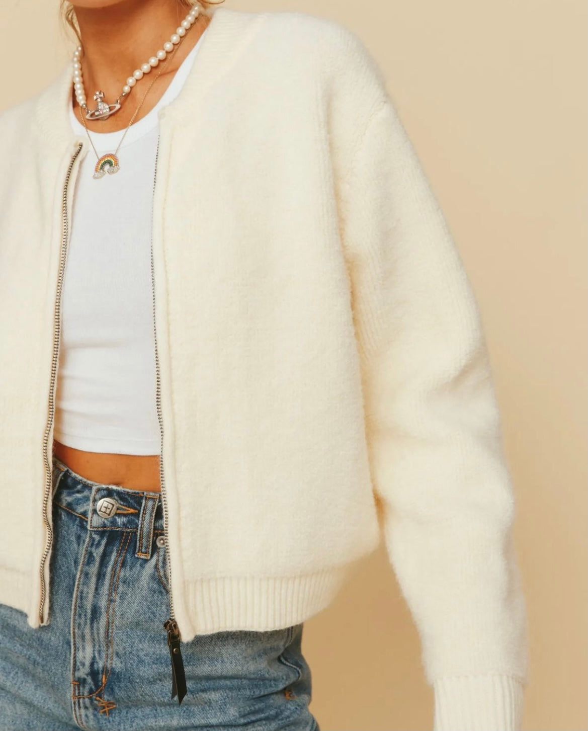 All About May Bomber Jacket - Cream