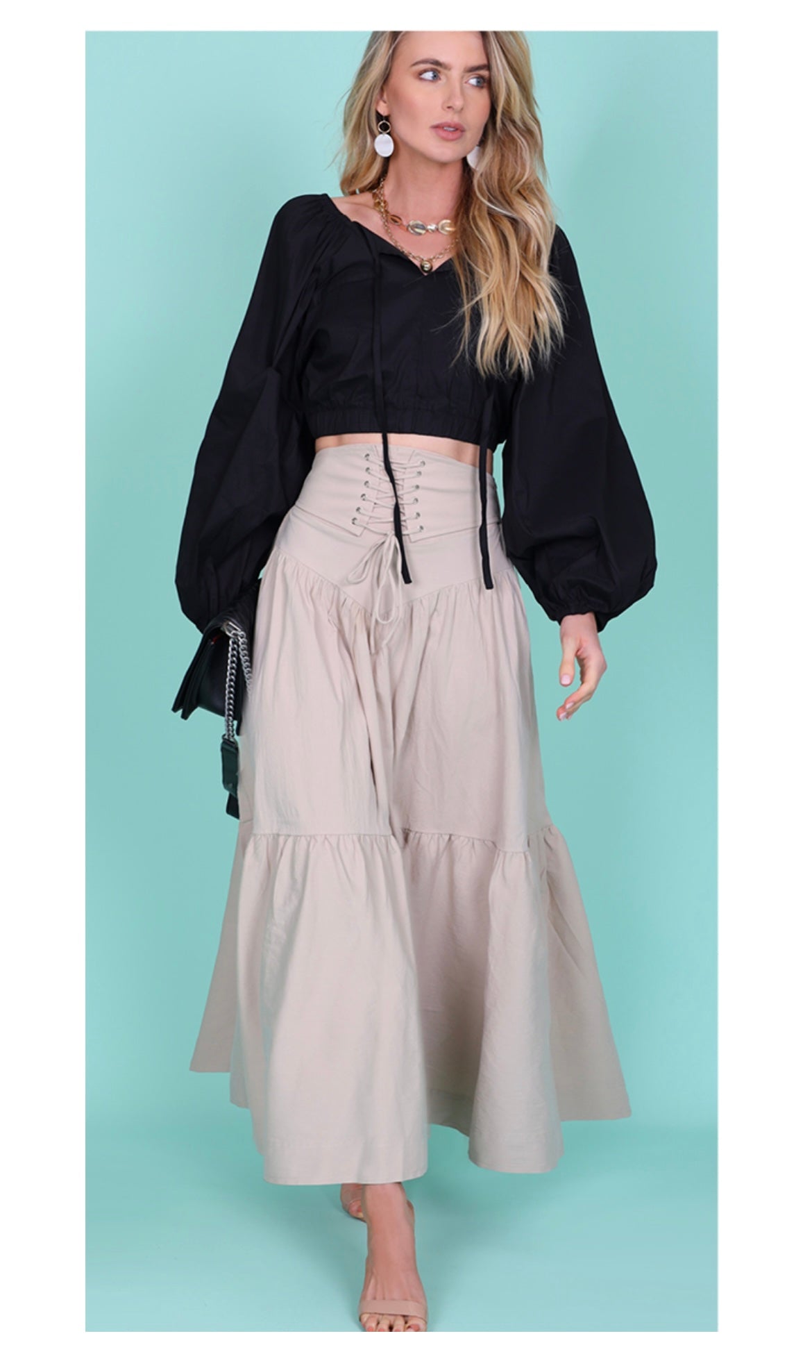 Victoria Cropped Blouse - Black