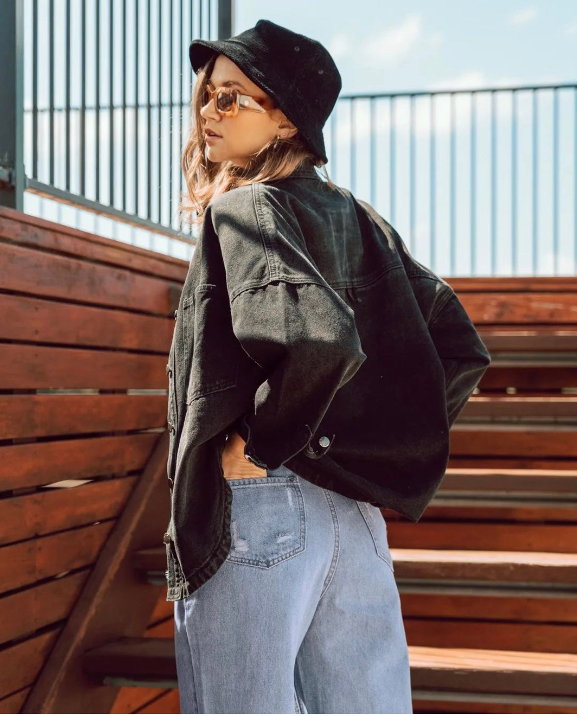Oversized Denim Jacket - Black