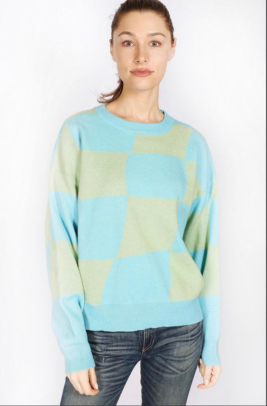 Checked Crew Neck Jumper