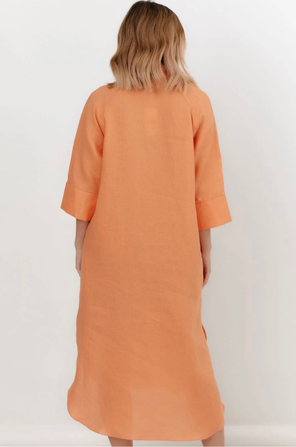 Gia Linen Shirt Dress (Orange)