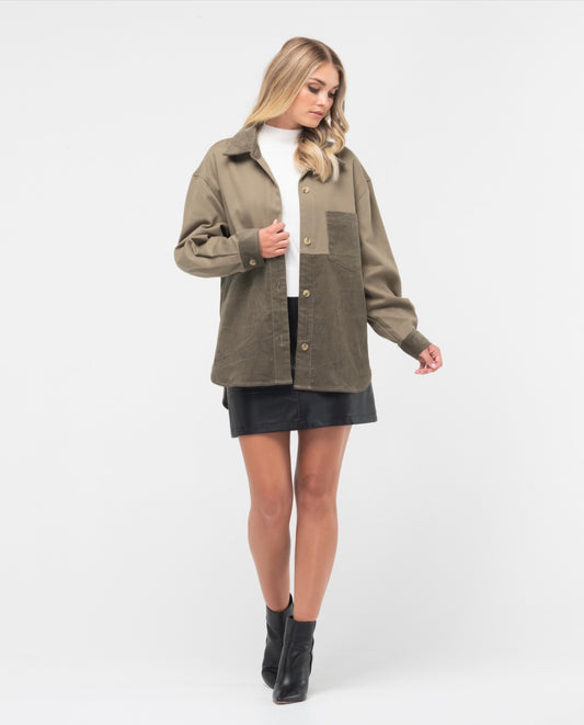 Ebby and I Utility Cord Jacket - Kahki