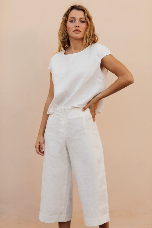 Emma Linen Pants - White