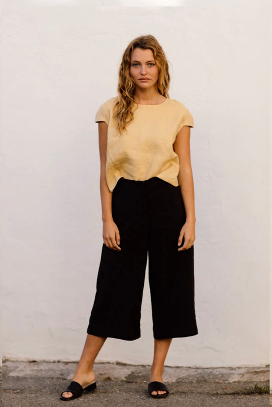 Emma Linen Pants - Black