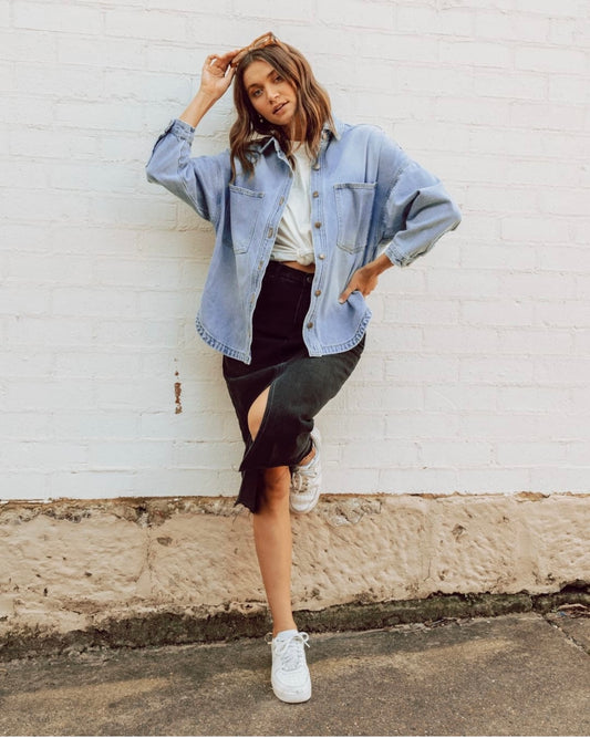 Oversized Denim Jacket - Blue Denim