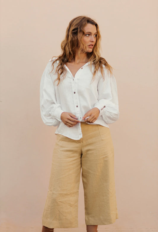 Emma Linen Pants - Beige