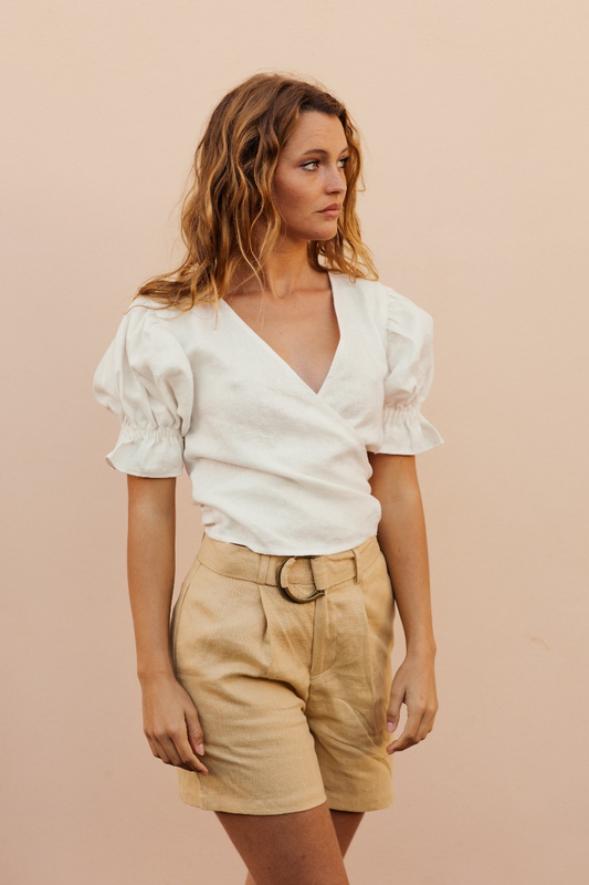 Capri Linen Top - White