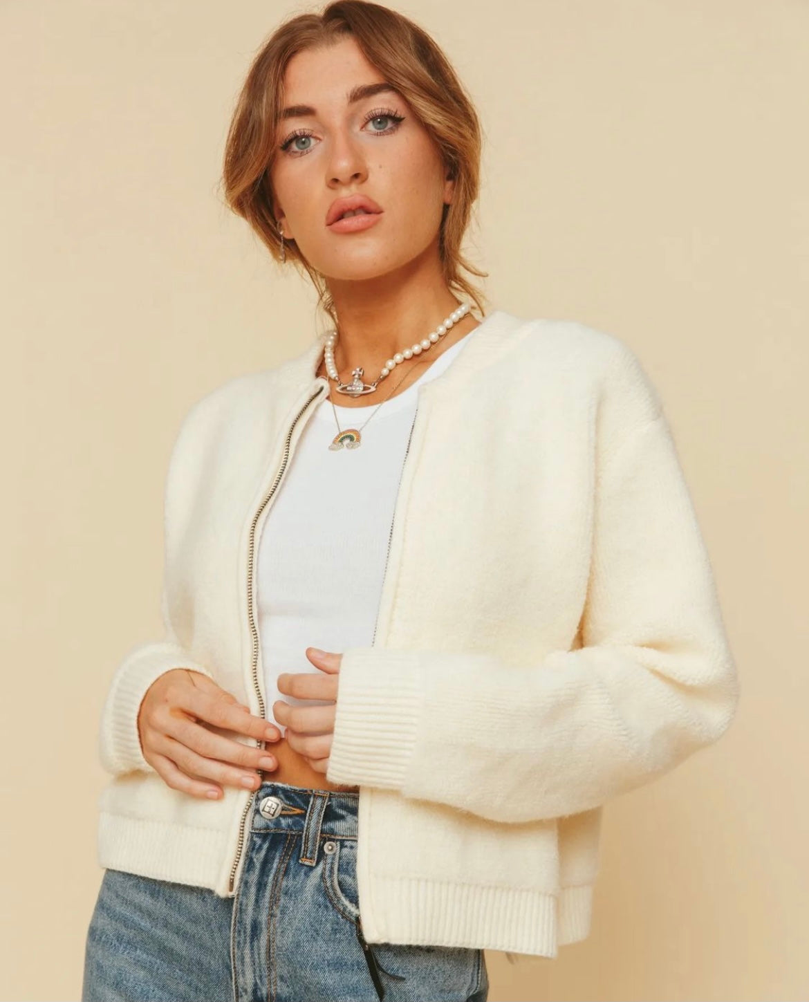 All About May Bomber Jacket - Cream