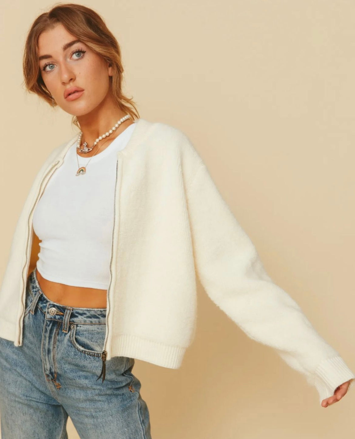 All About May Bomber Jacket - Cream
