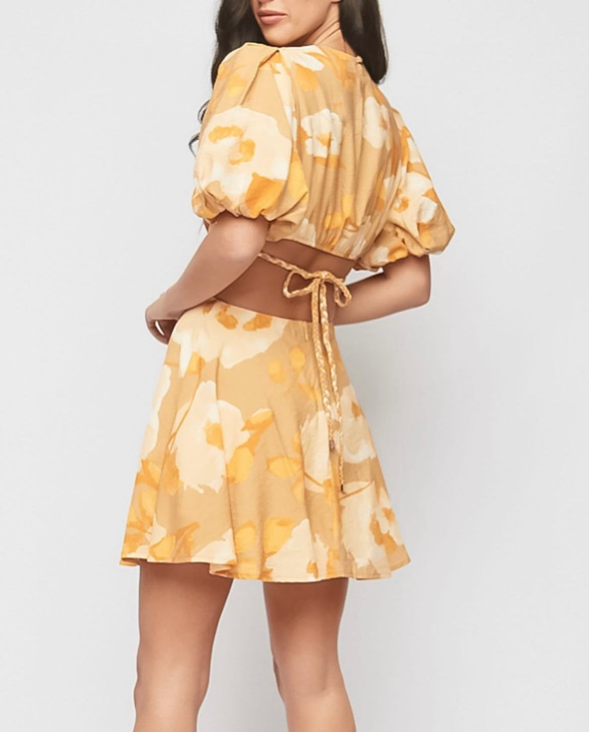 Floral Mustard Mini Dress