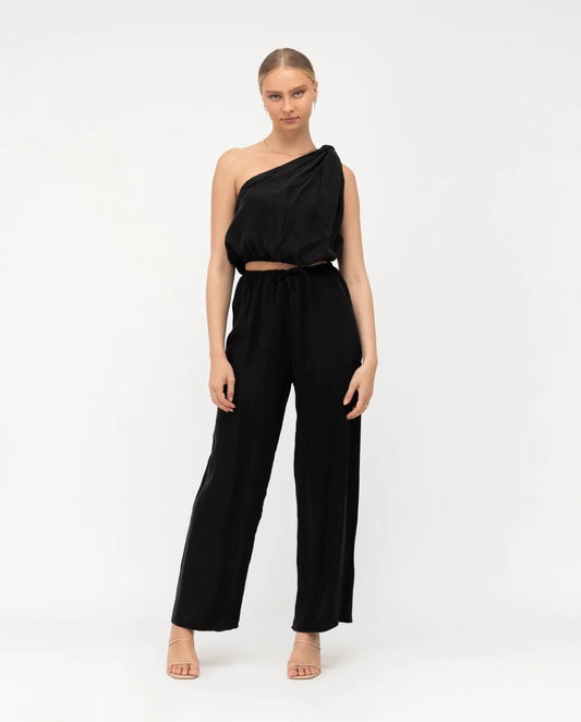 White Closet Cupro Pants - Black