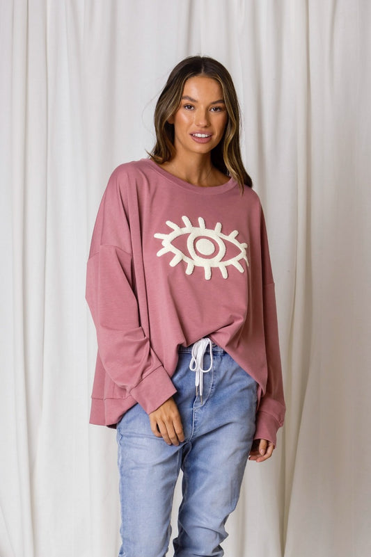 Mila Third Eye Relaxed Sweater - Rose